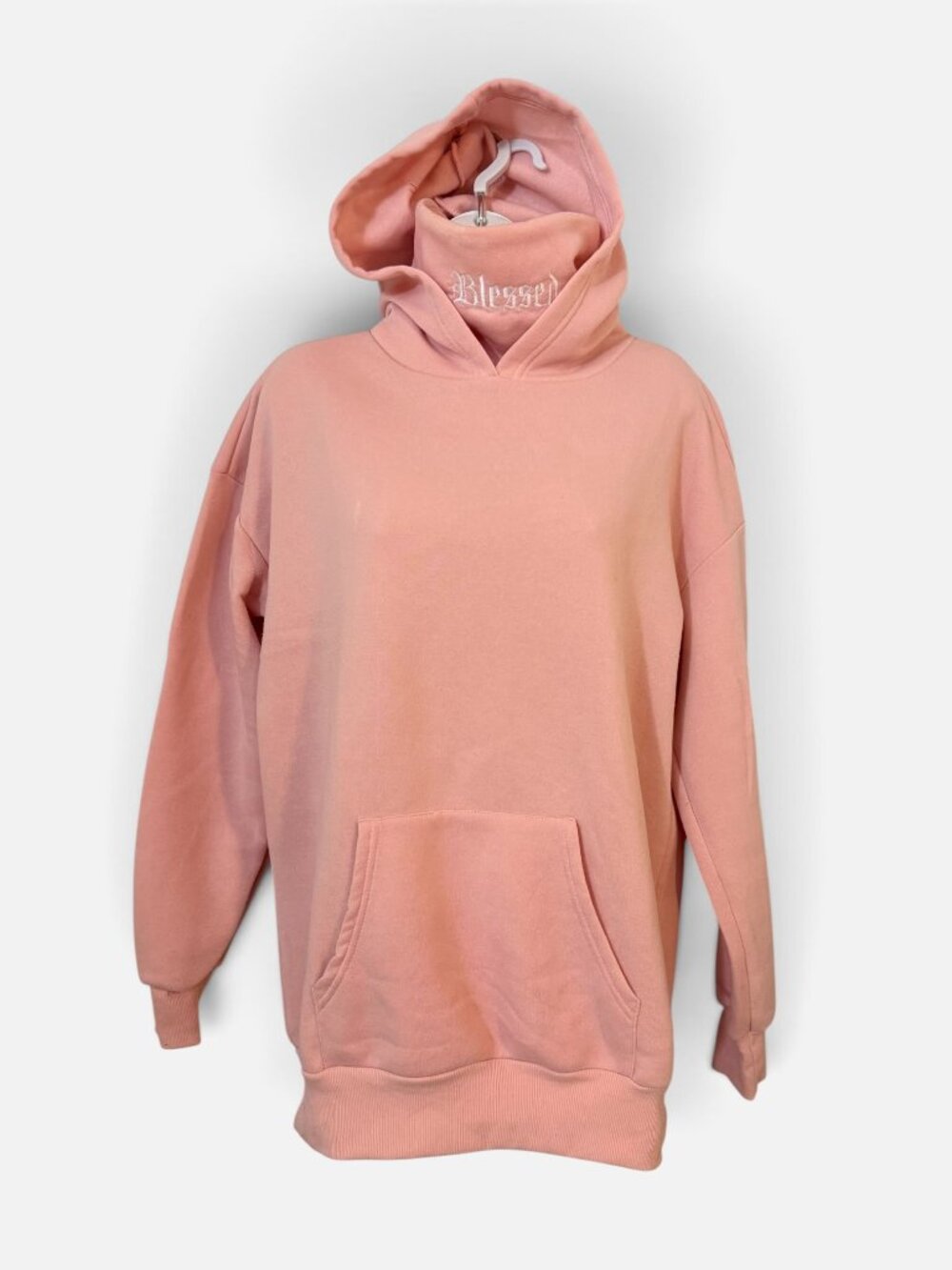 Pink Angel Wings Blessed Embroidered Hoodie Small